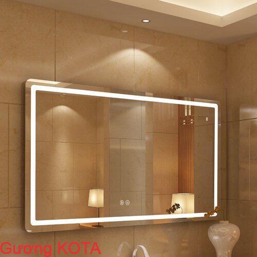 Gương phòng tắm đèn led Bỉ cảm ứng, sấy gương kích thước 80x120(cm) - \